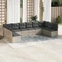 Set of 10-piece garden sofas with light gray synthetic rattan cushions by , Garden sets - Ref: Foro24-3249931, Price: 638,05 ...