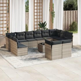 Gartensofagarnitur mit 13-teiligen Kissen aus grauem Kunststoff-Rattan. von , Gartensets - Ref: Foro24-3250281, Preis: 898,30...