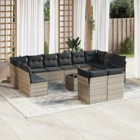 Set of garden sofas with 13 pieces of gray synthetic rattan cushions by , Garden sets - Ref: Foro24-3250281, Price: 884,12 €,...