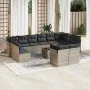 Set of garden sofas with 13 pieces of gray synthetic rattan cushions by , Garden sets - Ref: Foro24-3250281, Price: 884,12 €,...