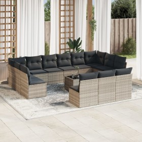 Set sofás jardín 14 pzas con cojines ratán sintético gris claro de , Conjuntos de jardín - Ref: Foro24-3250241, Precio: 925,9...