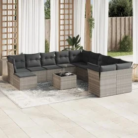 Garden sofa set 12 pieces and gray synthetic rattan cushions by , Garden sets - Ref: Foro24-3250461, Price: 883,53 €, Discoun...