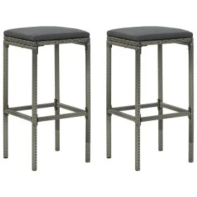 Küchenhocker mit Kissen 2 Stück graues synthetisches Rattan von vidaXL, Küchenhocker - Ref: Foro24-313441, Preis: 51,33 €, Ra...