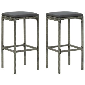 Küchenhocker mit Kissen 2 Stück graues synthetisches Rattan von vidaXL, Küchenhocker - Ref: Foro24-313441, Preis: 51,78 €, Ra...