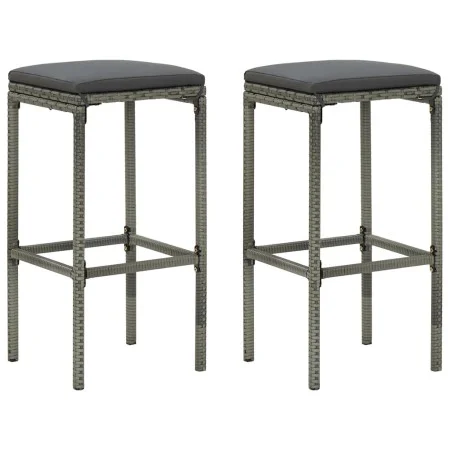 Kitchen stools with cushions 2 pcs gray synthetic rattan by vidaXL, Kitchen stools - Ref: Foro24-313441, Price: 51,33 €, Disc...