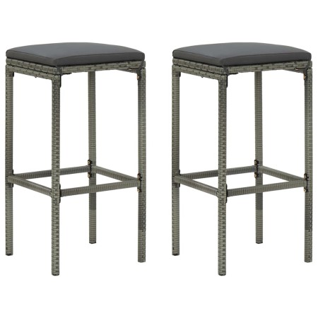 Küchenhocker mit Kissen 2 Stück graues synthetisches Rattan von vidaXL, Küchenhocker - Ref: Foro24-313441, Preis: 51,78 €, Ra...
