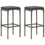 Kitchen stools with cushions 2 pcs gray synthetic rattan by vidaXL, Kitchen stools - Ref: Foro24-313441, Price: 51,78 €, Disc...