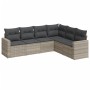 Gartensofagarnitur 6-teilig mit grauen Polstern aus synthetischem Rattan von , Modulare Sofas für den Außenbereich - Ref: For...