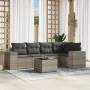 Garden sofa set 6 pieces and gray synthetic rattan cushions by , Garden sets - Ref: Foro24-3254879, Price: 439,85 €, Discount: %