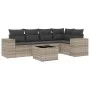 Garden sofa set 6 pieces and gray synthetic rattan cushions by , Garden sets - Ref: Foro24-3254879, Price: 439,85 €, Discount: %
