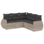 Gartensofa-Set und Kissen, 5-teilig, aus hellem grauem Kunststoff-Rattan. von , Gartensets - Ref: Foro24-3253689, Preis: 374,...