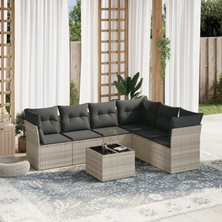Gartensofagarnitur 7-teilig mit Polstern, helles graues PE-Rattan von , Gartensets - Ref: Foro24-3249531, Preis: 503,15 €, Ra...
