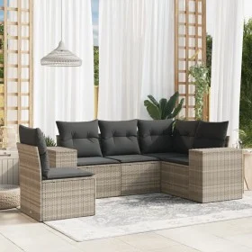 Garden sofa set and cushions 5 pieces light gray synthetic rattan by , Garden sets - Ref: Foro24-3254909, Price: 379,54 €, Di...