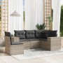 Gartensofa-Set und Kissen, 5-teilig, aus hellem grauem Kunststoff-Rattan. von , Gartensets - Ref: Foro24-3254909, Preis: 370,...