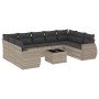 Gartensofa-Set, 10-teilig, mit Kissen, aus hellem grauen Kunststoff-Rattan. von , Gartensets - Ref: Foro24-3254149, Preis: 67...
