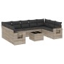 Set of 10-piece garden sofas with light gray synthetic rattan cushions by , Garden sets - Ref: Foro24-3252949, Price: 658,47 ...