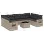 Set of 10-piece garden sofas with light gray synthetic rattan cushions by , Garden sets - Ref: Foro24-3252949, Price: 668,83 ...