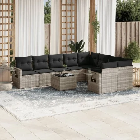 Set sofás jardín 10 pzas con cojines ratán sintético gris claro de , Conjuntos de jardín - Ref: Foro24-3252989, Precio: 668,9...
