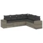 Garden sofa set 6 pieces and gray synthetic rattan cushions by , Garden sets - Ref: Foro24-3254949, Price: 437,43 €, Discount: %