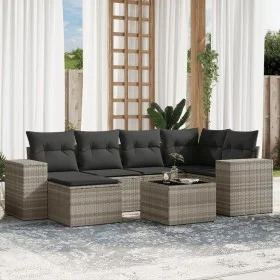 Garden sofa set 7 pieces with light gray PE rattan cushions by , Garden sets - Ref: Foro24-3255209, Price: 490,64 €, Discount: %