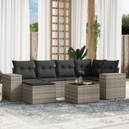 Gartensofagarnitur 7-teilig mit Polstern, helles graues PE-Rattan von , Gartensets - Ref: Foro24-3255209, Preis: 479,91 €, Ra...
