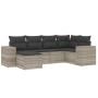 Garden sofa set 6 pieces and gray synthetic rattan cushions by , Garden sets - Ref: Foro24-3255199, Price: 427,40 €, Discount: %