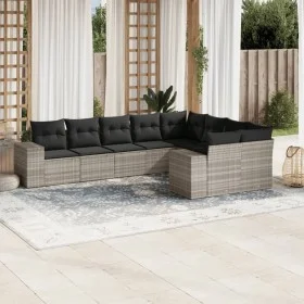 Garden furniture set 9 pieces and light gray synthetic rattan cushions by , Garden sets - Ref: Foro24-3255379, Price: 636,31 ...