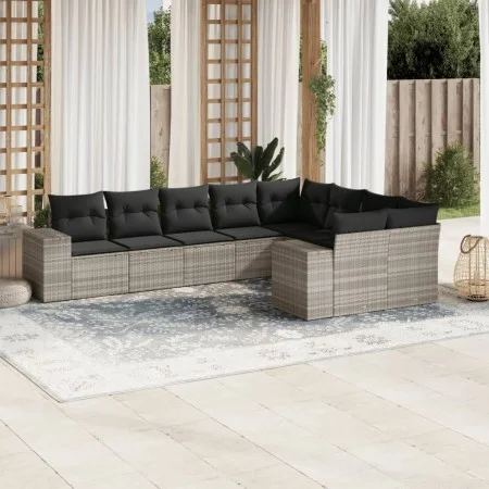 Garden furniture set 9 pieces and light gray synthetic rattan cushions by , Garden sets - Ref: Foro24-3255379, Price: 636,31 ...