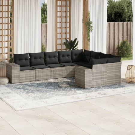 Gartenmöbel-Set 9-teilig mit Kissen aus hellem grauem Kunst-Rattan. von , Gartensets - Ref: Foro24-3255379, Preis: 624,06 €, ...