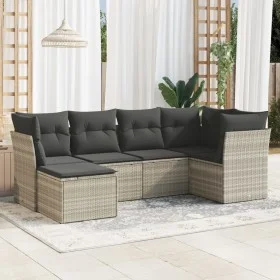 Gartensofagarnitur 6-teilig mit grauen Polstern aus synthetischem Rattan von , Gartensets - Ref: Foro24-3249791, Preis: 422,9...