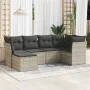 Garden sofa set 6 pieces and gray synthetic rattan cushions by , Garden sets - Ref: Foro24-3249791, Price: 422,92 €, Discount: %