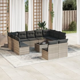 Garden sofa set 12 pieces and gray synthetic rattan cushions by , Garden sets - Ref: Foro24-3250201, Price: 843,44 €, Discoun...