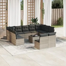 Set de sofás de jardín 12 pzas y cojines ratán sintético gris de , Conjuntos de jardín - Ref: Foro24-3250201, Precio: 844,17 ...
