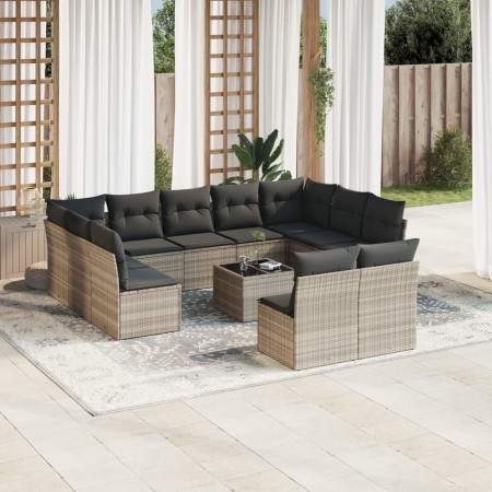 Garden sofa set 12 pieces and gray synthetic rattan cushions by , Garden sets - Ref: Foro24-3250201, Price: 843,44 €, Discoun...