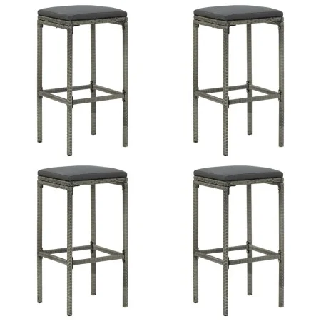 High stools with 4 gray synthetic rattan cushions by vidaXL, Kitchen stools - Ref: Foro24-313447, Price: 94,32 €, Discount: %