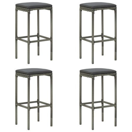 Hohe Hocker mit Kissen 4 Stück synthetisches Rattangrau von vidaXL, Küchenhocker - Ref: Foro24-313447, Preis: 94,90 €, Rabatt: %