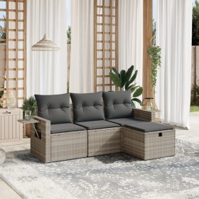 Garden sofa set 4 pieces with gray synthetic rattan cushions by , Garden sets - Ref: Foro24-3263758, Price: 265,47 €, Discoun...