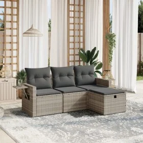 Garden sofa set 4 pieces with gray synthetic rattan cushions by , Garden sets - Ref: Foro24-3263758, Price: 271,03 €, Discoun...