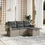 Garden sofa set 4 pieces with gray synthetic rattan cushions by , Garden sets - Ref: Foro24-3263758, Price: 271,03 €, Discoun...