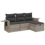 Garden sofa set 4 pieces with gray synthetic rattan cushions by , Garden sets - Ref: Foro24-3263758, Price: 271,03 €, Discoun...