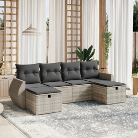 Garden sofa set 6 pieces and gray synthetic rattan cushions by , Garden sets - Ref: Foro24-3264168, Price: 387,94 €, Discount: %