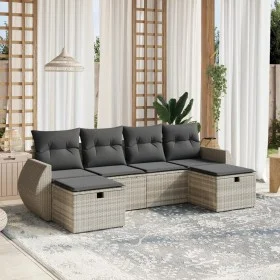 Gartensofagarnitur 6-teilig mit grauen Polstern aus synthetischem Rattan von , Gartensets - Ref: Foro24-3264168, Preis: 397,0...