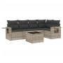 Garden sofa set 6 pieces and gray synthetic rattan cushions by , Garden sets - Ref: Foro24-3252479, Price: 413,86 €, Discount: %