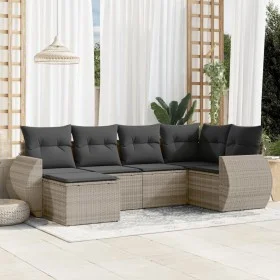 Garden sofa set 6 pieces and gray synthetic rattan cushions by , Garden sets - Ref: Foro24-3253999, Price: 439,31 €, Discount: %