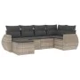Garden sofa set 6 pieces and gray synthetic rattan cushions by , Garden sets - Ref: Foro24-3253999, Price: 439,31 €, Discount: %