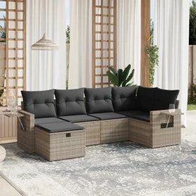 Garden sofa set 6 pieces and gray synthetic rattan cushions by , Garden sets - Ref: Foro24-3263798, Price: 415,43 €, Discount: %