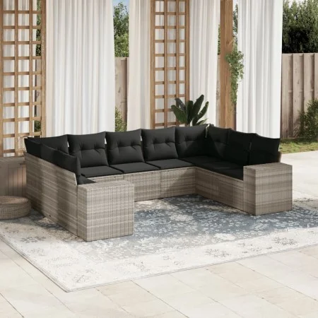 Gartenmöbel-Set 9-teilig mit Kissen aus hellem grauem Kunst-Rattan. von , Gartensets - Ref: Foro24-3255339, Preis: 636,31 €, ...