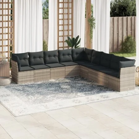 Set muebles jardín 9 pzas y cojines ratán sintético gris claro de , Conjuntos de jardín - Ref: Foro24-3249621, Precio: 589,95...
