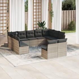 Garden sofa set 11 pieces and gray synthetic rattan cushions by , Garden sets - Ref: Foro24-3250191, Price: 734,70 €, Discoun...