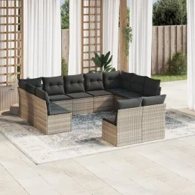 Garden sofa set 11 pieces and gray synthetic rattan cushions by , Garden sets - Ref: Foro24-3250191, Price: 736,38 €, Discoun...
